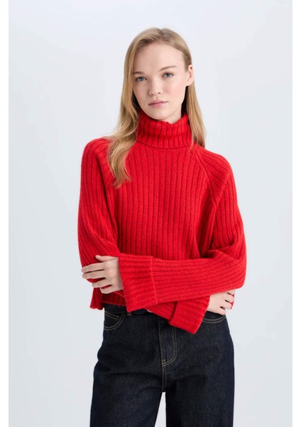 Oversize Geniş Kalıp Balıkçı Yaka Triko Kazak L0986AZ24CW