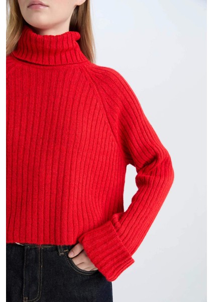 Oversize Geniş Kalıp Balıkçı Yaka Triko Kazak L0986AZ24CW