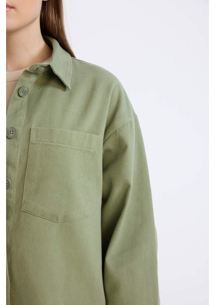 Relax Fit Basic Düz Gabardin Uzun Kollu Gömlek Tunik A6474AX24WN
