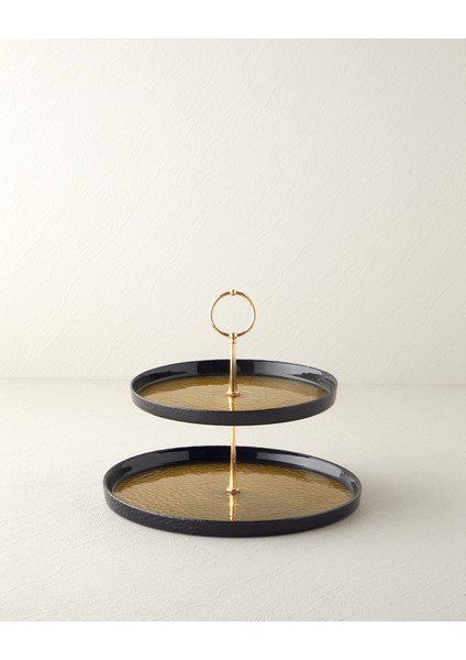 Nova Cam Katlı Servis 28X22 cm Siyah-Gold