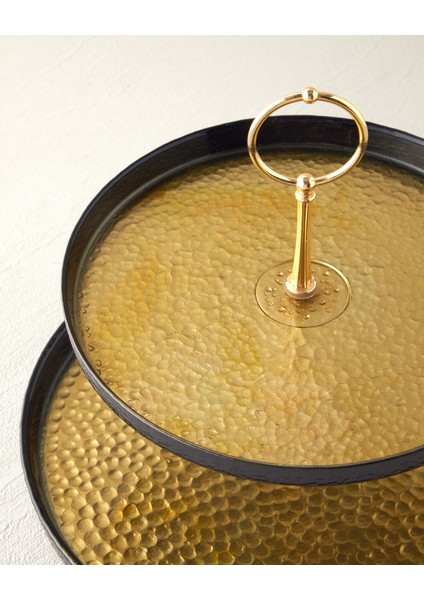 Nova Cam Katlı Servis 28X22 cm Siyah-Gold