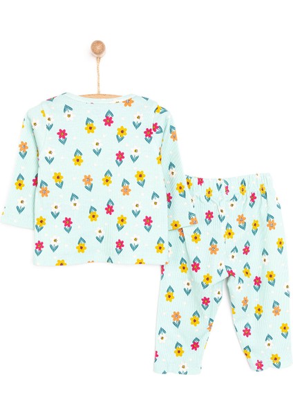 Kaşkorse Çiçek Desenli Uzun Kol Pijama Takımı