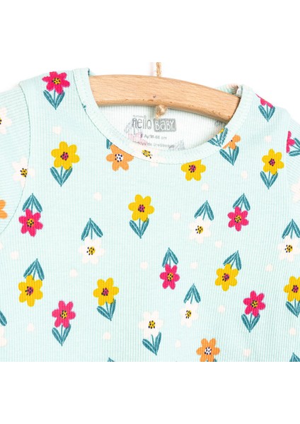 Kaşkorse Çiçek Desenli Uzun Kol Pijama Takımı