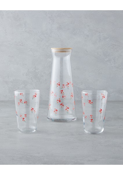 Bloom Cam 3 Parça Su Takımı 1150 ml + 400 ml Kırmızı