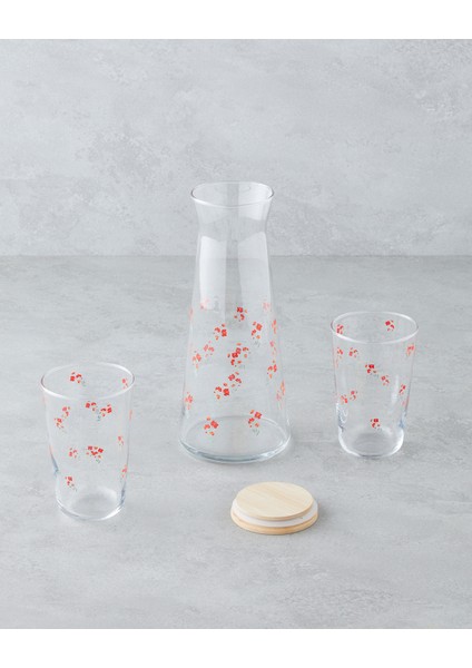 Bloom Cam 3 Parça Su Takımı 1150 ml + 400 ml Kırmızı