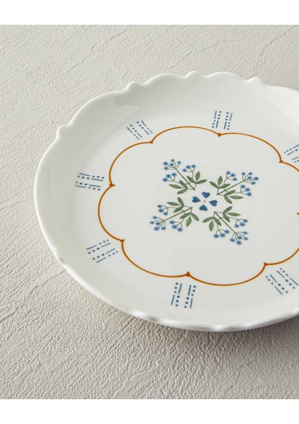 English Home Retro Paisley New Bone China Pasta Tabağı 18 cm Beyaz - Mavi