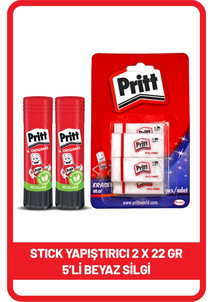 Stick 22 gr Shrink x 2 Adet + Pritt Beyaz Silgi 5'li Blister