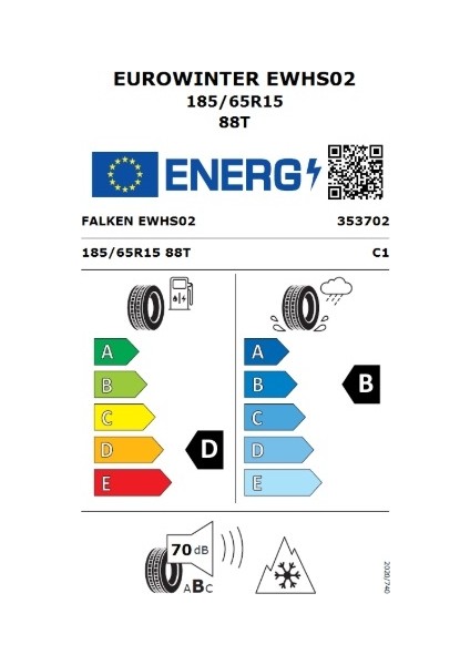 185/65 R15 88T Eurowinter HS02 Oto Kış Lastiği (Üretim Yılı:2024)