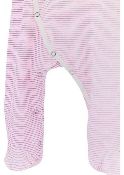 Bebek Tulumu Pembe Çizgili Patikli Tulum
