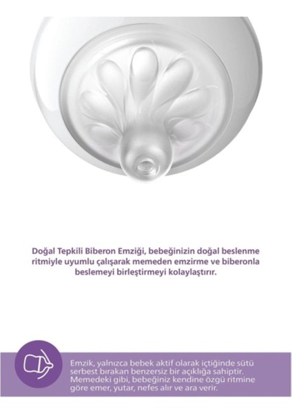 Philips Avent Natural Response Pp 2'li Biberon Seti, 125ML, 0+ Ay,doğal Tepkili Biberon Emziği, SCY900/02