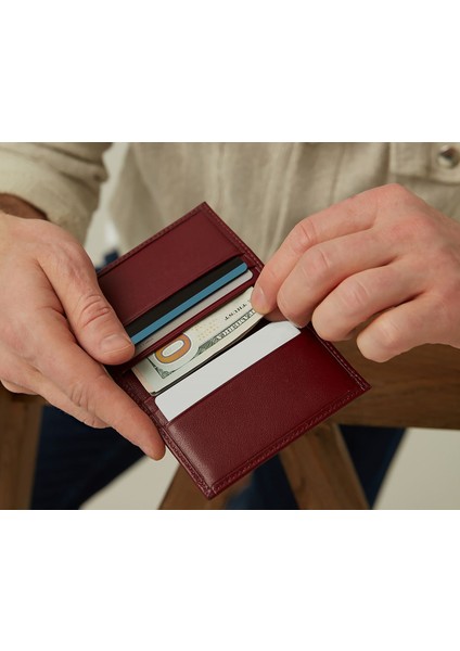 Townsend Erkek Bordo Deri Özel Tasarım Çok Bölmeli Rfid Korumalı Kartlıklı Cüzdan