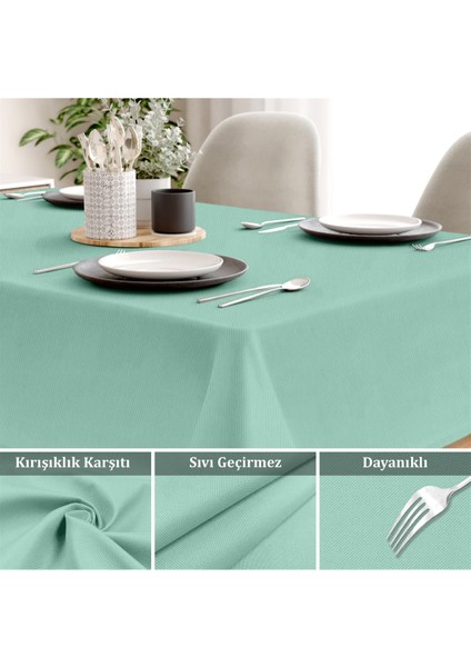 Canvas Sıvı Geçirmez Leke Tutmaz Mint Masa Örtüsü fiyatları