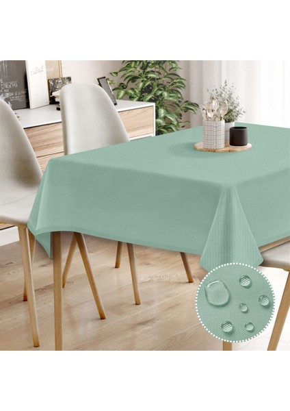 Canvas Sıvı Geçirmez Leke Tutmaz Su Yeşili Masa Örtüsü