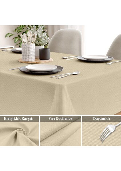 Canvas Sıvı Geçirmez Leke Tutmaz Açık Bej Masa Örtüsü fiyatları