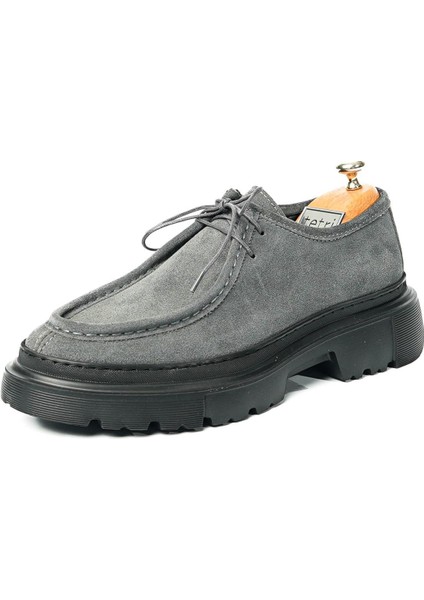 Alviso Longo Model Deri El Yapımı Erkek Gri Kalın Taban Casual Ayakkabı