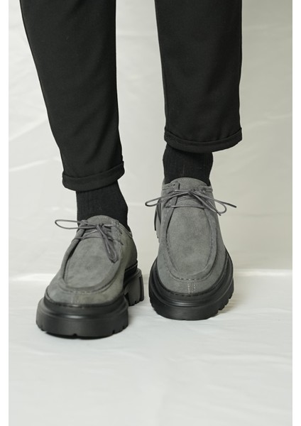 Alviso Longo Model Deri El Yapımı Erkek Gri Kalın Taban Casual Ayakkabı indirimleri