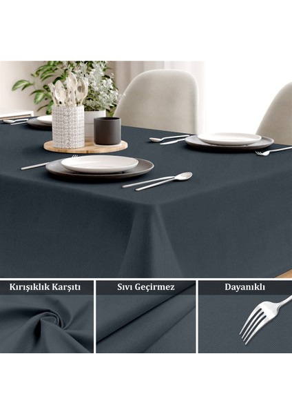 Canvas Sıvı Geçirmez Leke Tutmaz Lacivert Masa Örtüsü fiyatları