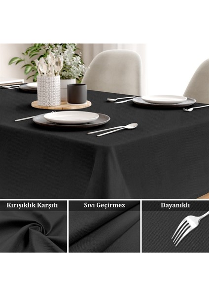 Canvas Sıvı Geçirmez Leke Tutmaz Siyah Masa Örtüsü fiyatları