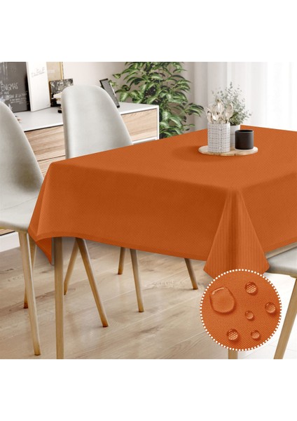 Canvas Sıvı Geçirmez Leke Tutmaz Oranj Masa Örtüsü