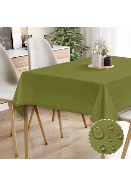 Canvas Sıvı Geçirmez Leke Tutmaz Koyu Yeşil Masa Örtüsü