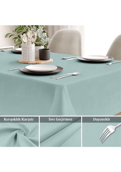 Canvas Sıvı Geçirmez Leke Tutmaz Mavi Masa Örtüsü