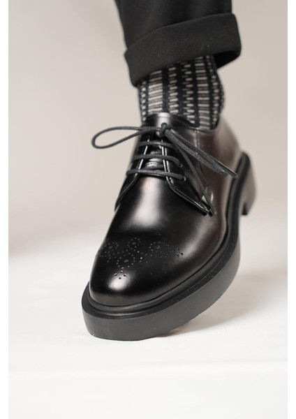 Halet Model Deri El Yapımı Erkek Siyah Casual Ayakkabı