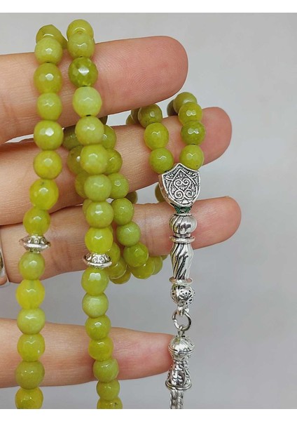 Peridot (Zebercet) Taşı Faset Kesim 99LUK Tesbih 6mm (5650)