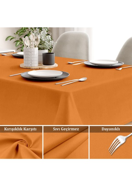 Canvas Sıvı Geçirmez Leke Tutmaz Turuncu Masa Örtüsü fiyatları