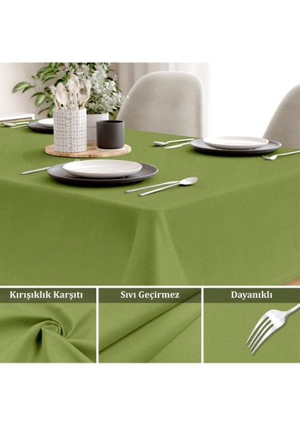Canvas Sıvı Geçirmez Leke Tutmaz Yeşil Masa Örtüsü fiyatları