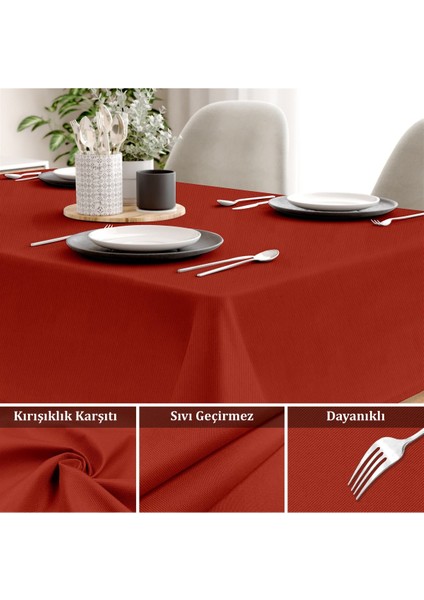Canvas Sıvı Geçirmez Leke Tutmaz Kırmızı Masa Örtüsü fiyatları