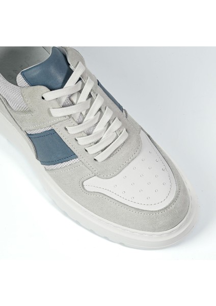 Strauss Model Deri El Yapımı Erkek Beyaz - Lacivert Sneaker fırsatları