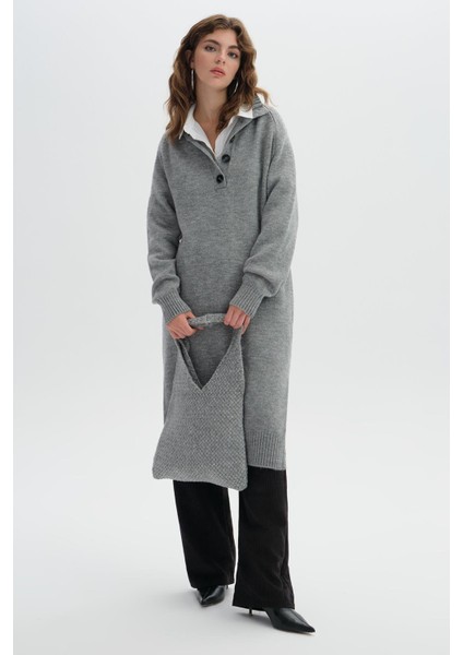 Gri Triko Omuz Çantası