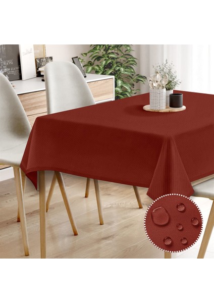 Canvas Sıvı Geçirmez Leke Tutmaz Bordo Masa Örtüsü