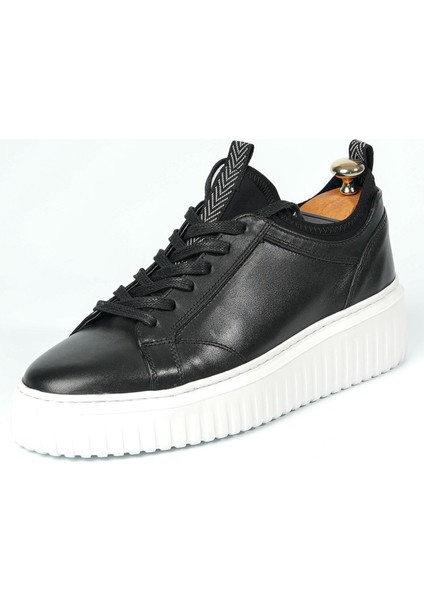 Pandelis Model Deri El Yapımı Erkek Siyah Sneaker