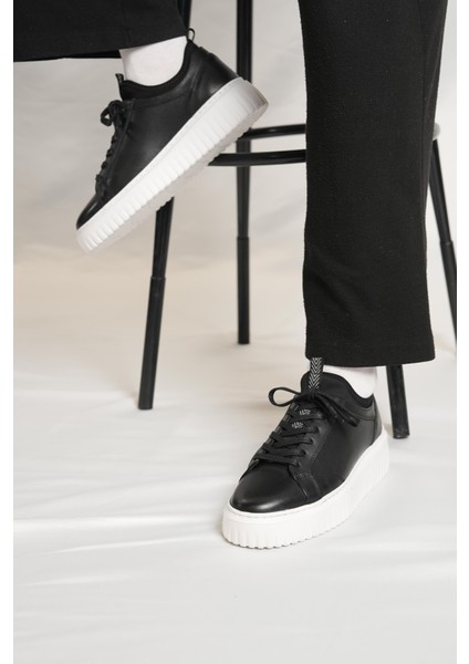 Pandelis Model Deri El Yapımı Erkek Siyah Sneaker