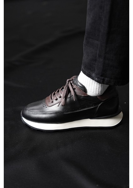 Rozak Model Deri El Yapımı Erkek Beyaz - Siyah Sneaker fırsatları