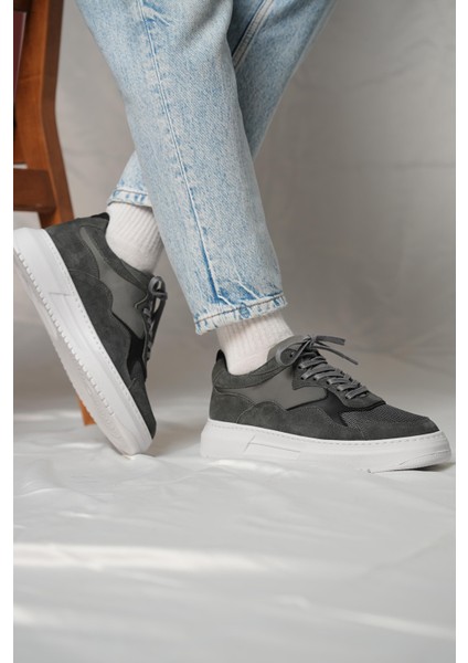 Guernica Model Deri El Yapımı Erkek Gri Sneaker