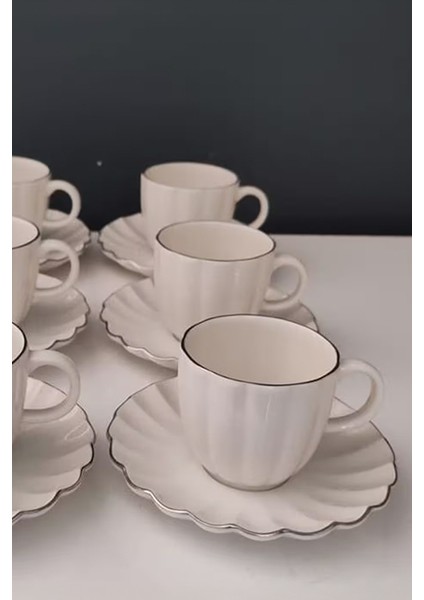 Luz Form Platin File 12 Parça 6 Kişilik Kahve Fincan Takımı modelleri