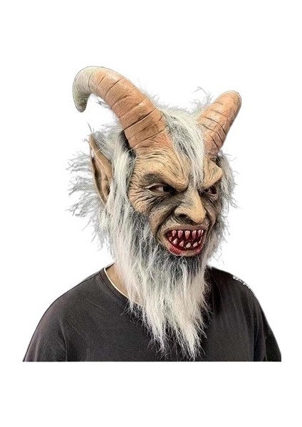 Erkek Krampus Demon Maskesi Film Cosplay Koyun Boynuzu Şeytan Kafa Kapağı (Yurt Dışından)