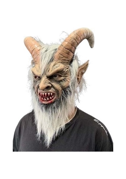 Erkek Krampus Demon Maskesi Film Cosplay Koyun Boynuzu Şeytan Kafa Kapağı (Yurt Dışından)