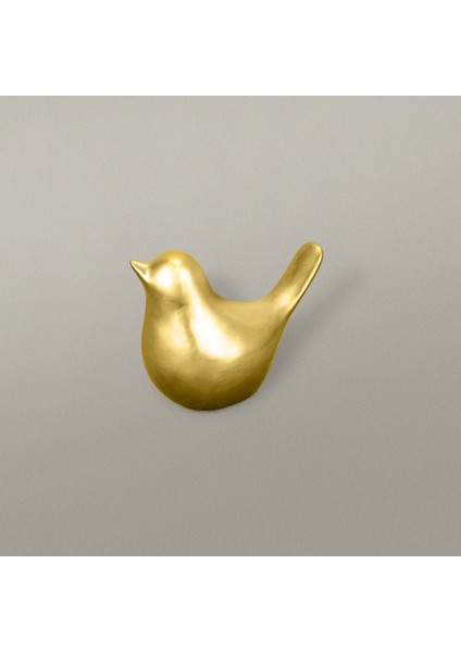 Kuş Obje - Altın - 12,8x6,2x9,8 cm