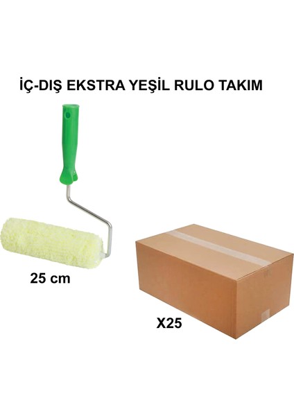 Izmir Fırça Arge Toptan Iç - Dış Extra Yeşil Rulo Takım 25CM - 25 Adet 012257