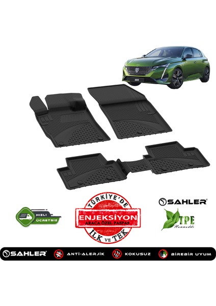 Peugeot 308 2022-2025 Uyumlu 4.5D Premium Havuzlu Oto Paspas - Peugeot 308