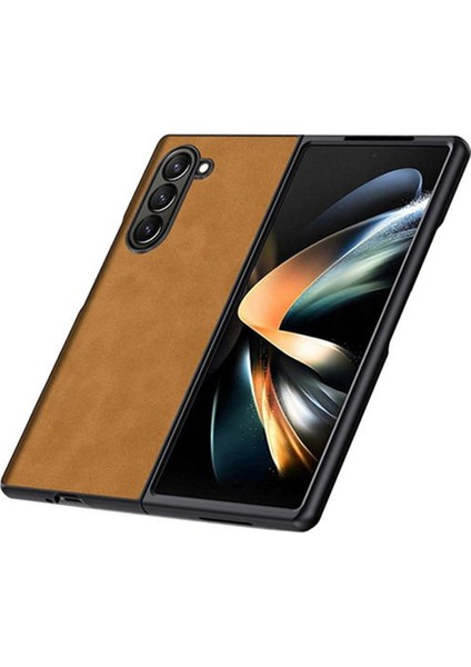 Samsung Galaxy Z Fold 6 Için Deri Desenli Plastik Koruma Kılıf