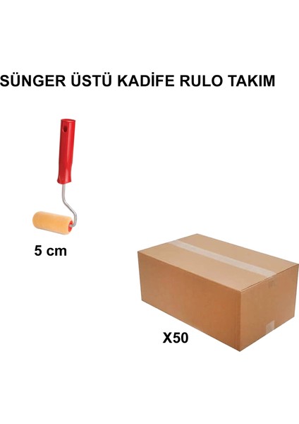 Izmir Fırça Arge Toptan Sünger Üstü Kadife Rulo Takım 5cm- 50 Adet 014510