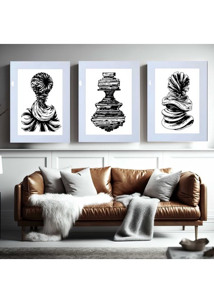 Matisse - Boho - Art Deco - Soyut - Doğa ( 3 Lü Çerçevesiz ) Poster - Afiş - Tablo KR2C00039/