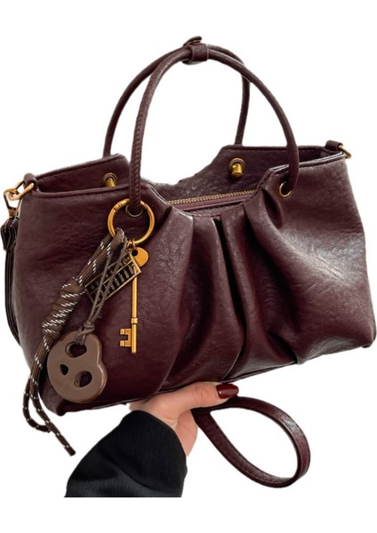 Yeni Parça Popüler Niş Retro Sebze Sepeti Çanta Yeni Moda Pilili Doku Tek Omuz Crossbody Çanta (Yurt Dışından)