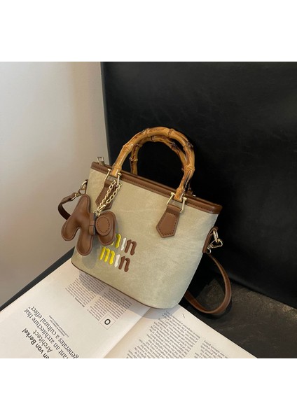 Kadınlar Için Basit ve Batı Tarzı Taşınabilir Kova Çantası, Tek Omuz Çapraz Çanta, Dokulu Banliyö Çantası (Yurt Dışından)