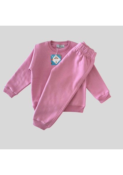 3 Iplik Şardonlu Unisex Basic Pembe Bebek Eşofman Takımı fiyatları