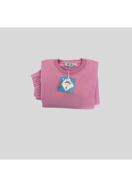 3 Iplik Şardonlu Unisex Basic Pembe Bebek Eşofman Takımı fırsatları